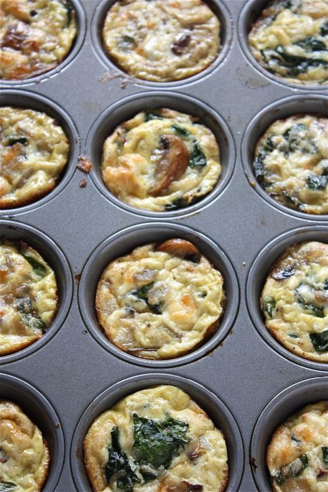 A Big Mouthful : Mushroom, Spinach & Mozzarella Mini Crustless Quiches Tajine Recipes, Crustless Quiches, Recipes Rhubarb, Spinach And Mozzarella, Fritatta Recipe, Tajin Recipes, Spinach Mozzarella, Mushroom Quiche, Mushroom Spinach