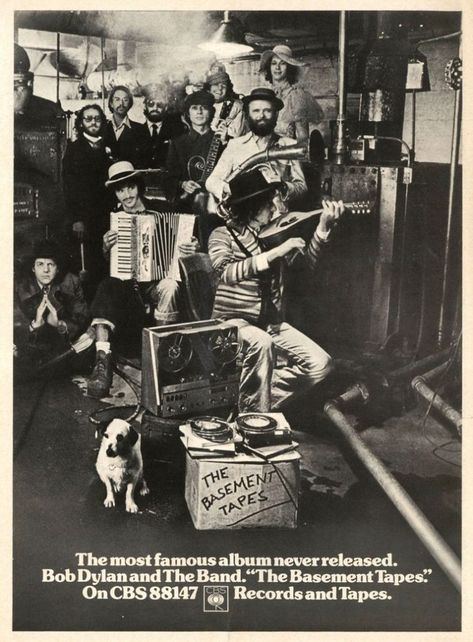 The art work on Bob Dylan’s albums: The Basement Tapes | Untold Dylan Fillmore East, Down Song, Thelonious Monk, Janis Joplin, The Basement, Band Posters, Studio Decor, Bob Dylan, Great Friends