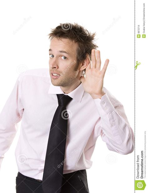 Young business man cupping hand behind ear. On white background - cant hear you #Sponsored , #Sponsored, #SPONSORED, #man, #Young, #background, #cupping Character Posing, Reaction Faces, Stock Photos Funny, Michael Roberts, Photos Funny, Cupped Hands, Beautiful Logos Design, Pose References, Reaction Face