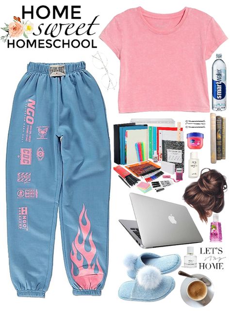 Homeschool Outfit | ShopLook #stayhome #outfit #fashion #relax #inspo #chill #chic #egirl #vsco #netflix #pajamas #soft #challenge #polyvore #school #homeschool Homeschool Outfits, Soft Challenge, Teen Trends, Mood Clothes, Niche Memes, Pajama Outfits, Cute Sleepwear, Cute Lazy Outfits, Lazy Outfits