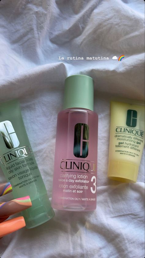 Clinique Skincare Aesthetic, Clinique Aesthetic, Clinique Skincare Routine, Pastel Skincare, Skincare Morning, Clinique Products, Clinique Skincare, Hygiene Routine, Pretty Skin Care