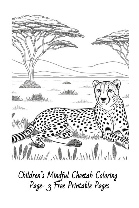 Find tranquility in the African savannah with our mindful Cheetah coloring page, where the serene cheetah rests, inviting a peaceful coloring session. Cheetah Coloring Page, Cheetah Pictures, Snake Coloring Pages, African Savannah, Animal Coloring, Printable Pages, Coloring Pictures, Coloring Page, To Color