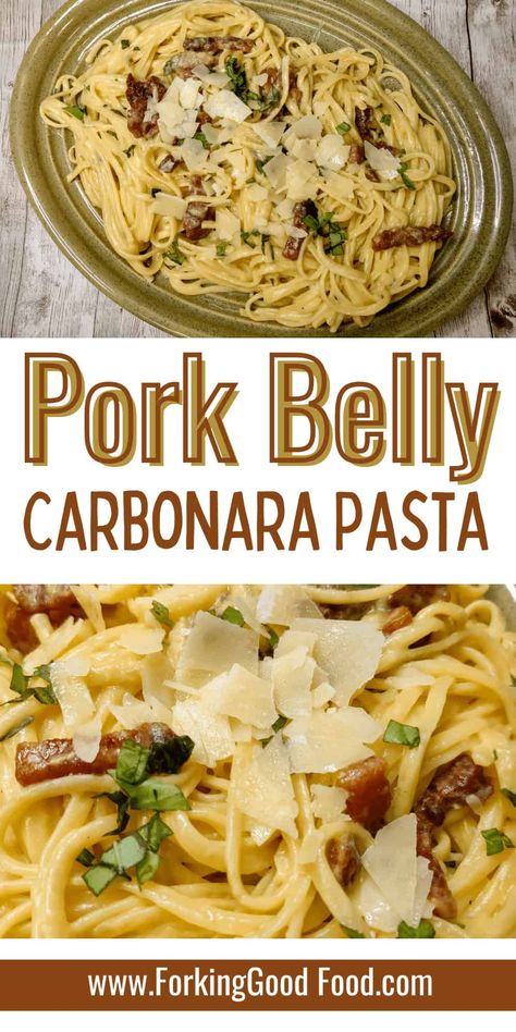 Pork Pasta, Pork Cheeks, Pork Belly Recipes, Carbonara Recipe, Italian Recipes Easy, Pork Steak, Carbonara Pasta, Classic Italian Dishes, Best Instant Pot Recipe