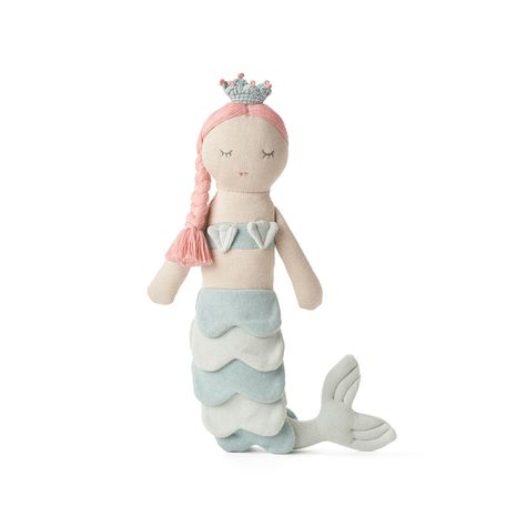 Luxury Baby Toys, Knit Baby Blankets, Knitted Stuffed Animals, Mermaid Toys, Knit Doll, Stuffed Dolls, Mermaid Gifts, Baby Mermaid, Baby Gift Box