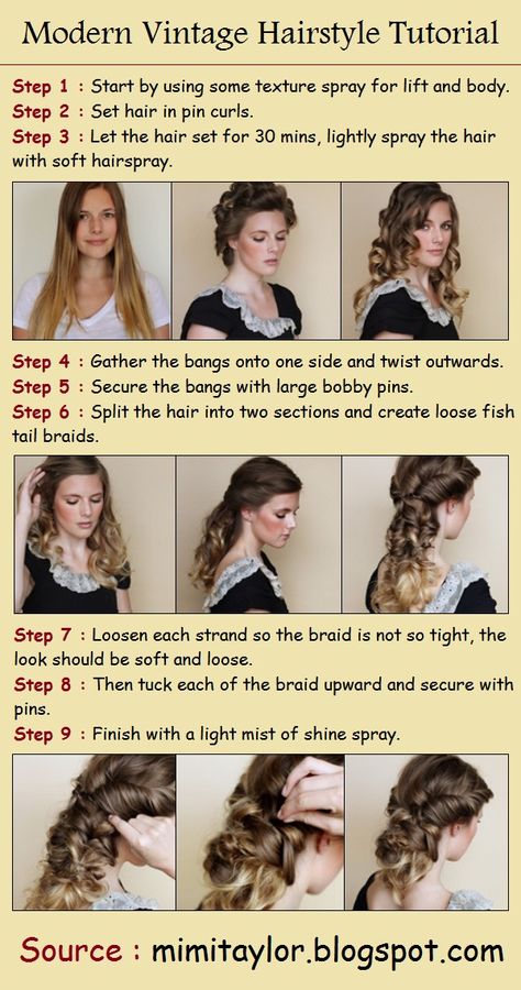 Modern Vintage Hairstyle Tutorial Downton Abbey Hair, Downton Abbey Hairstyles, Hairdo Ideas, Vintage Hairstyles For Long Hair, Retro Updo, Vintage Hairstyle, Vintage Hairstyles Tutorial, Hairstyles Tutorial, Long Hair Tutorial