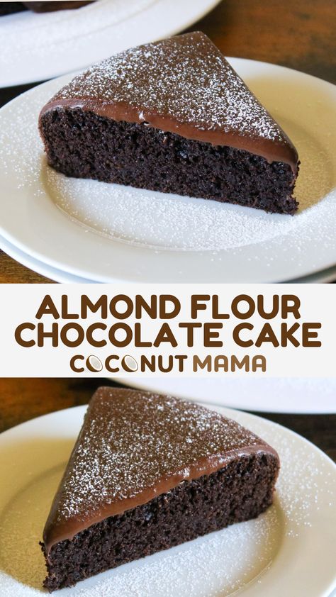 This rich almond flour chocolate cake is moist, decadent, and just as tasty as a chocolate cake made with regular flour! Coconut Flour Chocolate Cake, Dairy Free Ganache, Chocolate Cake Recipe Videos, Almond Flour Chocolate Cake, Almond Flour Pizza Crust, Almond Flour Cakes, Baking With Coconut Flour, Cake Walk, Gluten Free Sweets