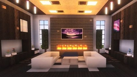 Minecraft Modern Living Room, Minecraft Modern Interior, Minecraft Interior Design Living Rooms, Living Room Minecraft, Minecraft Blueprint, Minecraft Living Room Ideas, Room Tutorial, Minecraft Living Room, Interior Design Minecraft