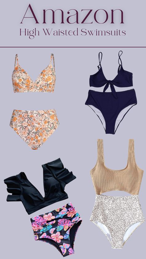 #ad high waisted swim suits for great tummy control, flattering swimsuits, swim suits for long torso, amazon vacation outfits, amazon finds, amazon swimsuits, amazon spring break essentials. #amazonfinds #amazonswimwear #highwaistedbikini Amazon Vacation Outfits, Spring Break Essentials, Outfits Amazon, Casual Date Night Outfit, Random Outfits, Swim Style, Summer Bathing Suits, Hawaii Trip, Summer Things