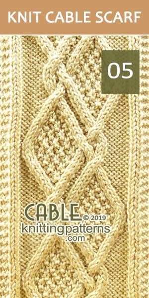 Cable Scarf Pattern 05 -Moss Diamonds - Cable Knitting Patterns Cabled Scarf Knitting Pattern Free, Cable Knit Patterns Free, Cable Patterns Knitting Free, Cable Scarf Knitting Pattern Free, Free Cable Knitting Patterns, Cable Knitting Patterns Free, Cable Scarf Pattern, Cable Knit Sweater Pattern, Aran Knitting Patterns