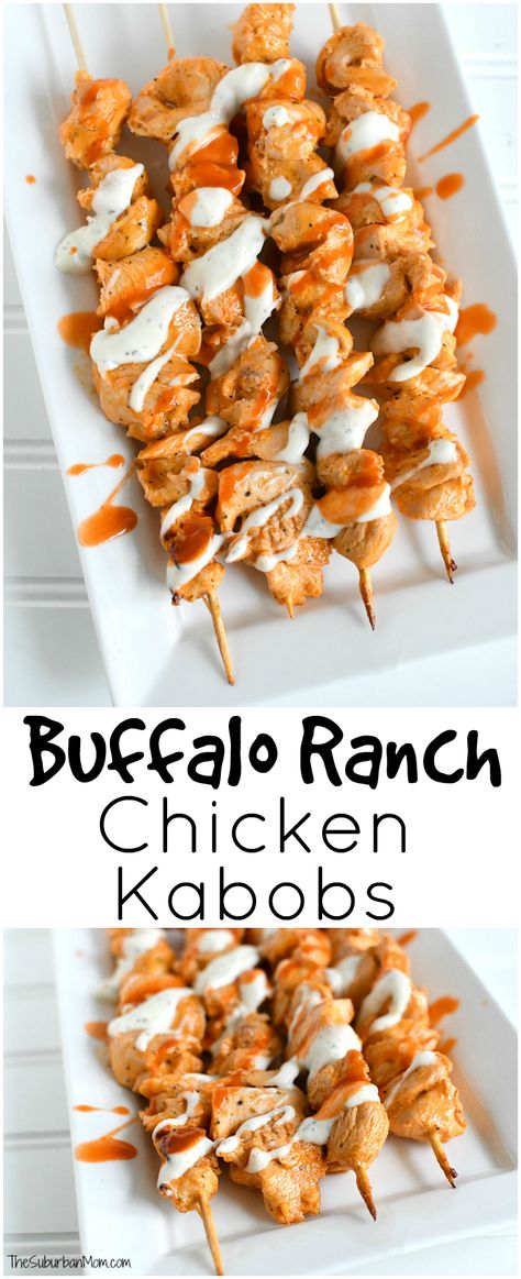 Ranch Chicken Kabobs, Buffalo Ranch Chicken, Chicken Kabob Recipes, Easy Chicken Recipe, Grilled Chicken Skewers, Suburban Mom, Buffalo Ranch, Kabob Recipes, Chicken Kabobs