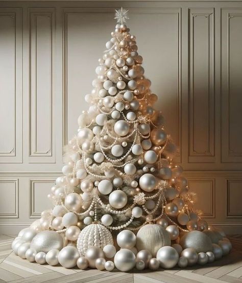 Glam Christmas Tree, Christmas Tree Inspo, Dream Christmas, Luxury Christmas Tree, Christmas Tree Decorating Themes, Glam Christmas, Elegant Christmas Trees, Christmas Themes Decorations, A White Christmas