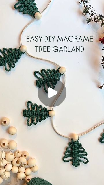 Alisha Ing | Fiber Artist on Instagram: "How cute are these little macrame trees?? This DIY garland uses just one knot, making it a simple and fun project for the holiday season! They’re great for gift toppers too 🎁🌲   Each tree requires only 5 feet of cord (1 foot for the center cord and 4 feet for the working cord). Here, I’m using 4mm cotton rope, but feel free to get creative with different materials or sizes for your trees! To secure your design, I recommend tying the final square knot extra tight. You can also use fabric glue or a glue gun for added stability at the ends. Happy crafting and happy holidays!!  #diymacrame #macramechristmasdecor #macrametree #diychristmascrafts #macramegarland #holidaydecor #easydiys #macrametutorial #macramechristmas #christmascrafts" Macrame Trees, Making Garland, Fabric Christmas Decorations, Macrame Garland, Simple Macrame, Diy Christmas Garland, Macrame Christmas, Diy Christmas Tree Ornaments, Macrame Tutorials