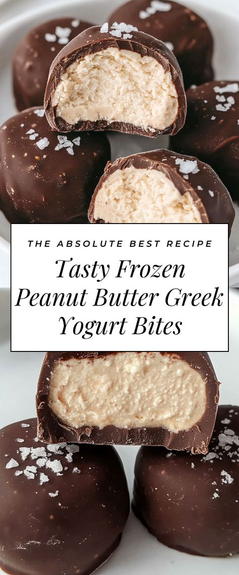 Image for Tasty Frozen Peanut Butter Greek Yogurt Bites Nonfat Greek Yogurt Recipes, Greek Yogurt Treats, Healthy Treats To Make, Yogurt Bites Recipe, Greek Yogurt Recipes Dessert, Greek Yogurt Bites, Peanut Butter Greek Yogurt, Whipped Greek Yogurt, Yogurt Dessert Recipes