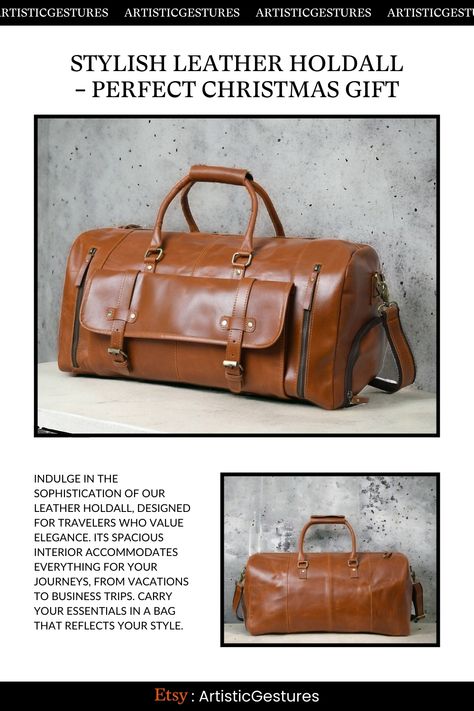 stylish leather holdall, perfect Christmas gift, sophistication, spacious interior, travelers, elegance, journeys, carry essentials Leather Holdall, Leather Weekender Bag, Leather Weekender, Leather Duffle Bag, Leather Duffle, Leather Laptop Bag, Duffle Bags, Duffel Bags, Duffel Bag Travel