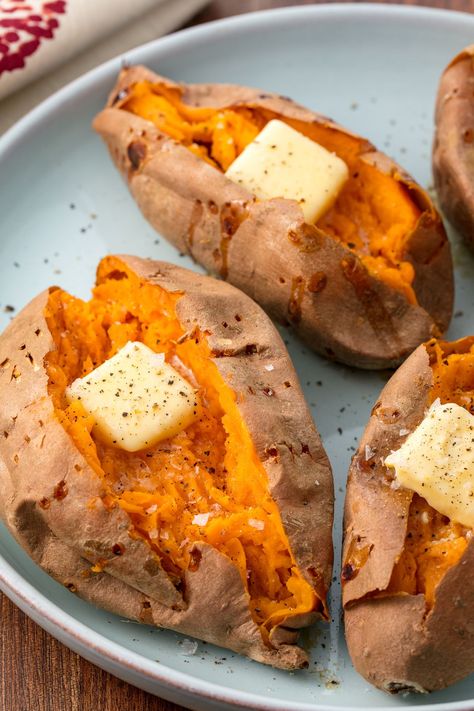 Daniel Fasting, Perfect Baked Sweet Potato, Best Baked Sweet Potato, Sweet Potato Oven, Fasting Food, Potatoe Recipes, Sweet Potato Recipes Healthy, Thanksgiving Meals, Sweet Potato Recipes Baked