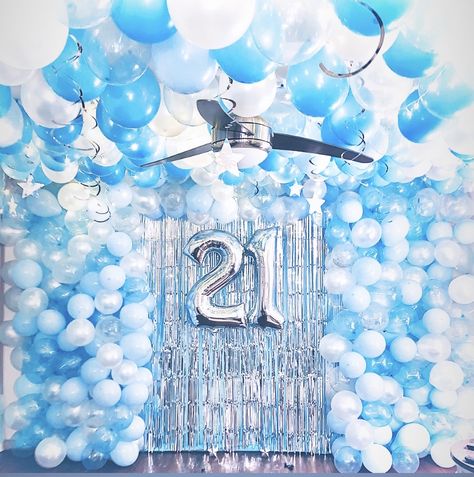 Blue, 21st birthday Blue 21st Birthday, 21st Decor, 21st Birthday Party Themes, 21st Birthday Basket, Girls Presents, 21st Party Decorations, 21st Birthday Themes, 21st Birthday Balloons, 21 Balloons