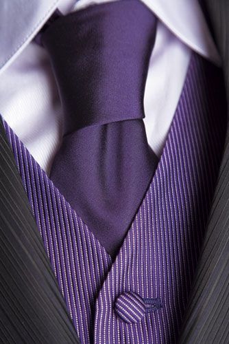 like the lines on the lapels, with the lined vest, and solid tie Gold Vest, Groomsmen Outfit, Purple Vest, Tie Vest, Purple Things, Wedding Stories, Gold Tie, Purple Christmas, Purple Colour