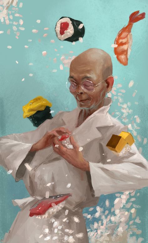 Jiro Dreams of Sushi Jiro Dreams Of Sushi, Sushi Master, A Level Art, Cool Sketches, Food Illustrations, Art Photo, Painting & Drawing, Digital Painting, Cool Art