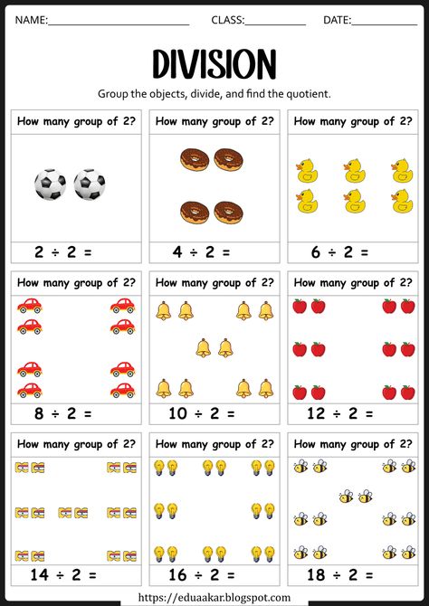 Teaching Division, Multiplication And Division Worksheets, Math Division Worksheets, Free Worksheets For Kids, Beginning Sounds Worksheets, Math Division, Division Worksheets, Kids Math Worksheets, Free Worksheets