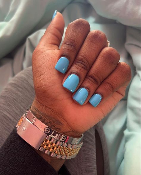 Blue Overlay Nails, Natural Nails Blue, Pixie Nails, Fine Nails, Nail Laquer, Natural Nails Manicure, Overlay Nails, Nail Tek, Ombre Acrylic Nails