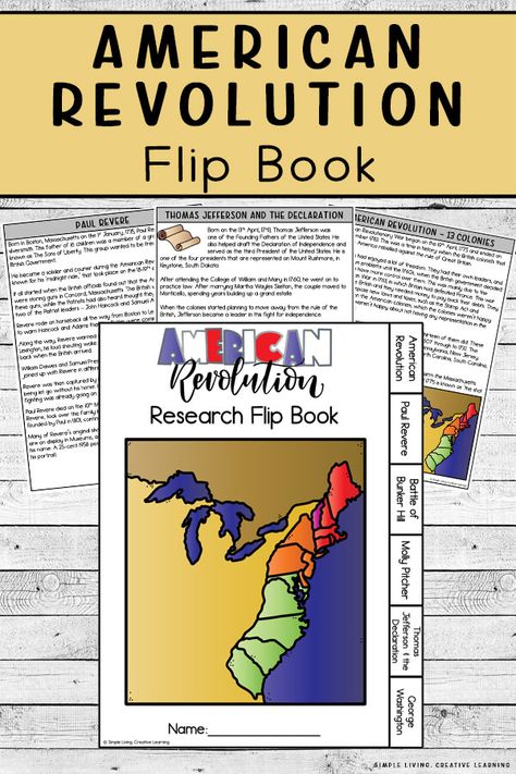 Learn about the American Revolutionary War, the Battle of Bunker Hill, Thomas Jefferson and the Declaration of Independence with this American Revolution Research Flip Book. American Revolution For Kids, American Revolution Projects, American Revolution Activities, American Revolution Battles, Battle Of Bunker Hill, World History Lessons, Homeschool Social Studies, The Declaration Of Independence, Social Studies Worksheets