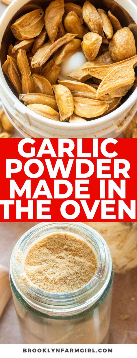 Make homemade garlic powder by slicing garlic cloves thinly and baking them in the oven until they're crisp. Grind the garlic slices into a smooth powder using a coffee or spice grinder. You will love this DIY garlic powder recipe which you will agree tastes so much better than store-bought! Diy Garlic Powder, Bone Meal For Plants, Homemade Garlic Powder, Garden Vegetable Recipes, Diy Spice Mix, Homemade Dry Mixes, Spice Blends Recipes, Spice Mix Recipes, Diy Spices