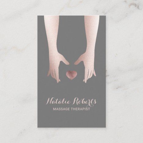 Healing Hands & Heart Rose Gold Massage Therapy Business Card Massage Therapy Business Cards, Massage Therapy Business, Therapy Business, Massage Business, Card Factory, Spa Ideas, Heart Rose, Healing Hands, Elegant Cards