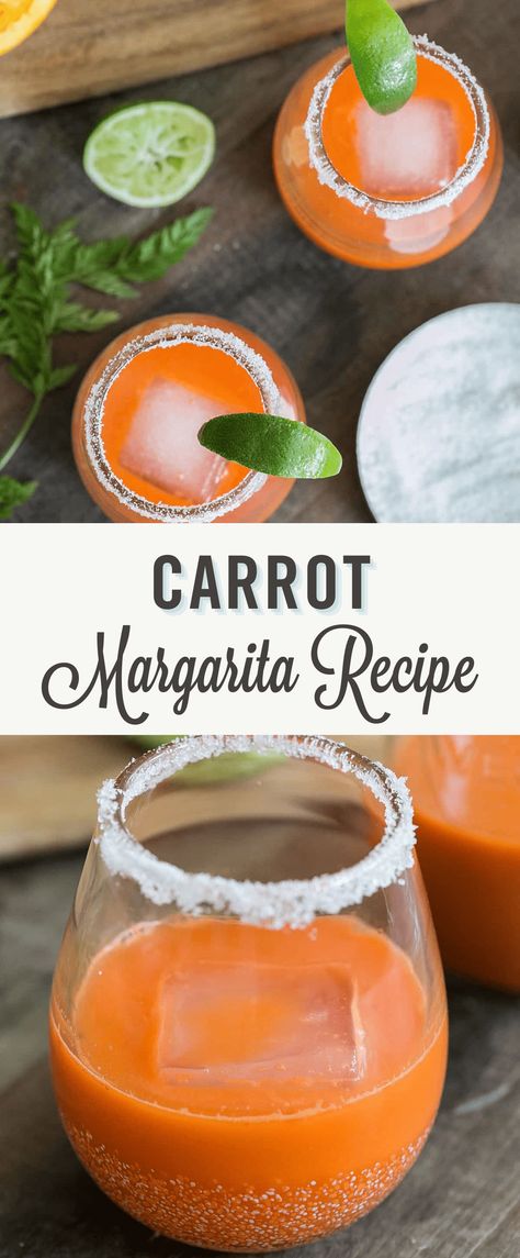 This carrot margarita is the perfect Easter cocktail! Trust me when I say, this is delicious and refreshing! It's a brightly colored brunch cocktail that is packed with fresh juice, give it a try, you won't be disappointed! Easter Margarita, Carrot Margarita, Easter Brunch Cocktails, Easter Cocktail, Best Margarita Recipe, Best Mixed Drinks, Easter Cocktails, Tequila Recipe, Blended Cocktail