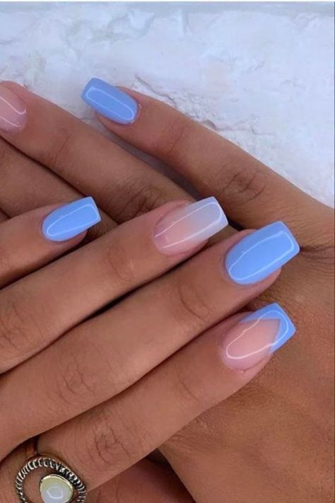 60  Blue Nail Designs for Your Next Manicure - Boss Babe Chronicles Shellac Nails Summer, Nails Goth, Holiday Acrylic Nails, Unghie Sfumate, Nail Color Ideas, Short Gel Nails, Nails Green, Summery Nails, Girly Acrylic Nails