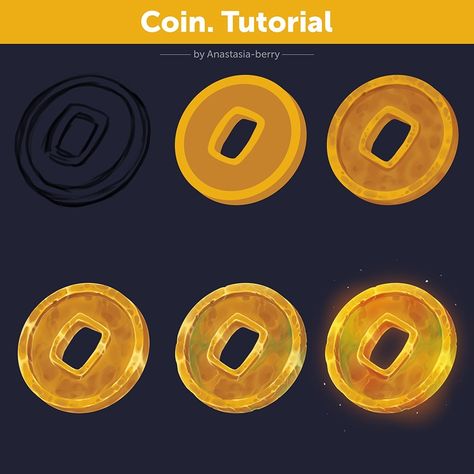 Coin. Tutorial | Patreon Coin Drawing, Magic Tutorial, Golden Coin, Brush Art, Art Help, Paint Brush Art, Coin Design, Gold Coin, Art Tutorial