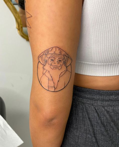 General Iroh Tattoo, Iroh Avatar Tattoo, Woke Tattoos, Last Air Bender Tattoo, Uncle Iroh Tattoo Ideas, Uncle Iroh Tattoo, Avatar Iroh, Atla Tattoo, Avatar Tattoo