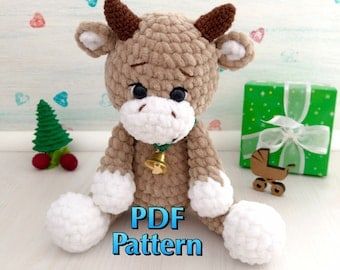 Highland Cow Crochet Pattern for Baby Gift Crochet Hyland Cow, Free Crochet Cow Pattern, Crochet Highland Cow Free Pattern, Amigurumi Cow Free Pattern, Highland Cow Crochet Pattern, Highland Cow Crochet, Cow Patterns, Cow Crochet Pattern, Crocheted Cow Pattern