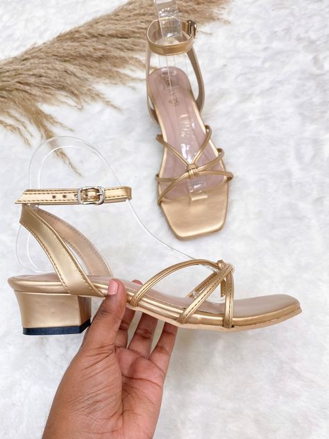 Size: 4, Heel Size: 1.5 Inch, Color: Dull Gold Ladies Slides, Heels Online, Low Block Heels, Cash On Delivery, Sri Lanka, Block Heels, Size 4, Size 7, Size 6