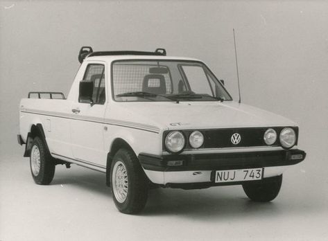 Volkswagen Caddy GT Pick-up, press photo, Sweden, 1980s Vw Caddy Mk1, Vw Pickup, Volkswagen Caddy, Vw Caddy, Car Ideas, Press Photo, Cool Cars, Sweden, Volkswagen