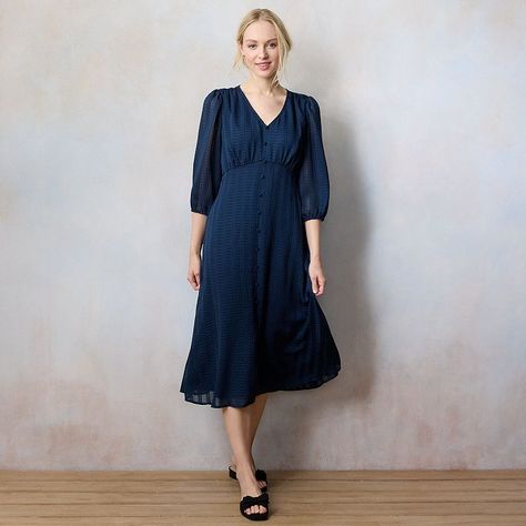 Lauren Conrad Collection, Kohls Dresses, Lauren Conrad Dress, Petite Size Chart, Womens Size Chart, Lc Lauren Conrad, Balloon Sleeves, Lauren Conrad, Womens Midi Dresses