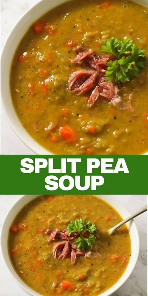 Pea Soup With Ham Bone, Split Pea Ham Soup, Split Pea And Ham Soup, Peas Bacon, Split Pea Soup With Ham, Pea Soup With Ham, Ham Bone Soup, Ham Soup Recipes, Yellow Split Pea Soup