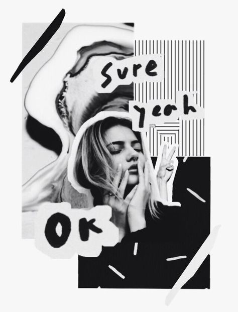 Sure, yeah, OK //  Pinterest: @jjuliajuliaa Collage Magazine, Desain Buklet, Collage Kunst, Graphisches Design, Charcoal Drawings, Fashion Collage, Template Instagram, Collage Design, Display Design