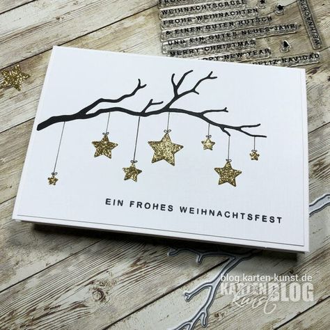 Karten-Kunst Stanzschablone kk-D185 – Twigs Karten-Kunst Stanzschablone kk-D068 – Confetti Karten-Kunst Clear Stamps KK-0201 - Weihnachten modern Glitter Cardstock A4 - Gold Christmas Cards Glitter, Stampin Up Weihnachten 2022, Winter Karten, Stampin Up Weihnachten, Cute Christmas Cards, Modern Christmas Cards, Card Making Designs, Family Christmas Cards, Star Cards