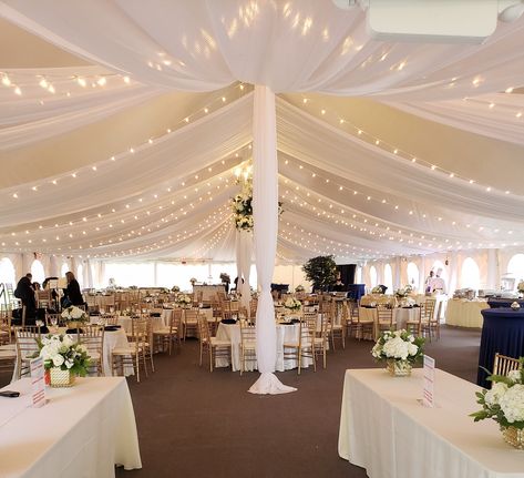 Wedding Tent Draping, Wedding Tent Lighting, Tent Draping, Tent Ceiling, Wedding Drapery, Wedding Tent Decorations, Draping Ideas, Outdoor Tent Wedding, Wedding Draping