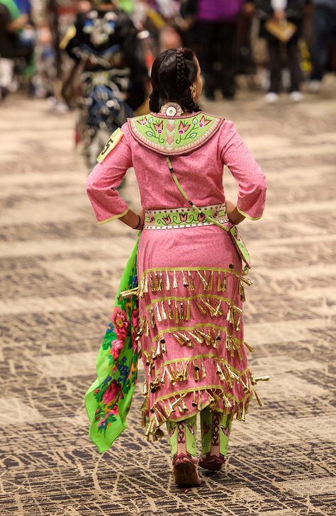 2012 Hunting Moon Pow Wow | by Paul Gowder Pink Jingle Dress, Powwow Regalia Jingle Dress, Native American Beadwork Tutorial, Ojibwe Jingle Dress, Native Jingle Dress Powwow Regalia, Pink Jingle Dress Regalia, Pow Wow Jingle Dress, Women's Traditional Regalia Pow Wow, Jingle Dress Dancer