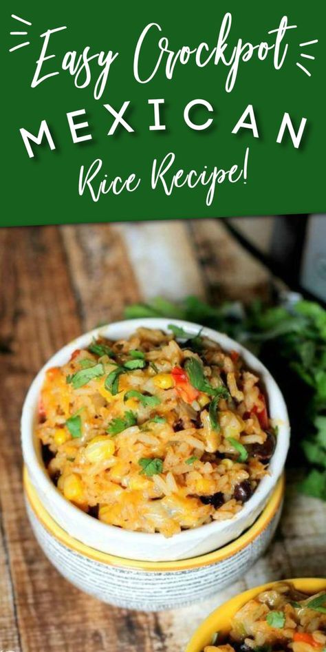 Crockpot Mexican Rice Recipe Mexican Rice Crockpot, Crockpot Mexican Rice, Mexican Rice Side Dish, Perfect Mexican Rice, Easy Slow Cooker Dinner, Rice In Crockpot, Rice Recipe Easy, Casserole Crockpot Recipes, Crockpot Mexican