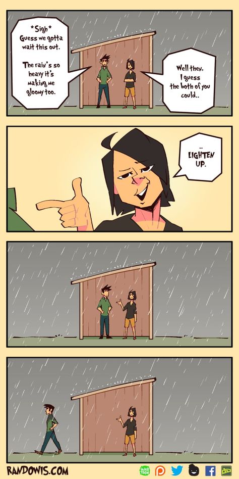 RandoWis :: The Rain Is Heavy.. | Tapas Randowis Comics, Rando Comics, Funny Comic Strips, Bd Comics, Short Comics, You Get It, Fun Comics, Cute Comics, Funny Cartoons