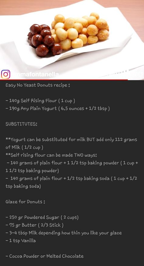 No Yeast Recipes, Yeast Donuts Recipe, Donut Recipe No Yeast, Donut Hole Recipe, Yeast Donuts, Yeast Recipes, 2 Ingredient Recipes, Doughnut Holes, Donut Recipe