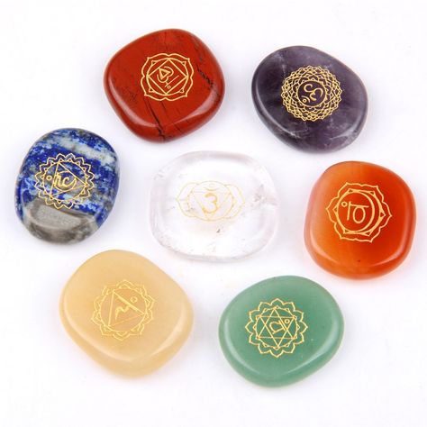 JD Gems Chakra Stones Reiki Healing Crystal Engraved Chakra Symbols Polished Palm Set 7 Review Reiki Courses, Reiki Training, Learn Reiki, Chakra Healing Stones, Chakra Symbols, Reiki Symbols, Reiki Healing Crystals, Sacral Chakra, Chakra Crystals