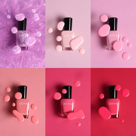 Zoya Pink Palette Summer 2022 Nail Polish Swatches Diy, Nail Polish Advertising Photography, Nail Polish Photography, Palette Summer, G Nails, Mothers Day Weekend, Pink Palette, Beauty Products Photography, Soft Slippers