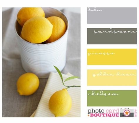 gray+and+green+color+palette | yellow, green, and grey color palette | For the Home Visuell Identitet, Yellow Colour Scheme, Grey Color Palette, Yellow Kitchen, The Design Files, Mellow Yellow, Kitchen Colors, Lemon Yellow, Colour Schemes