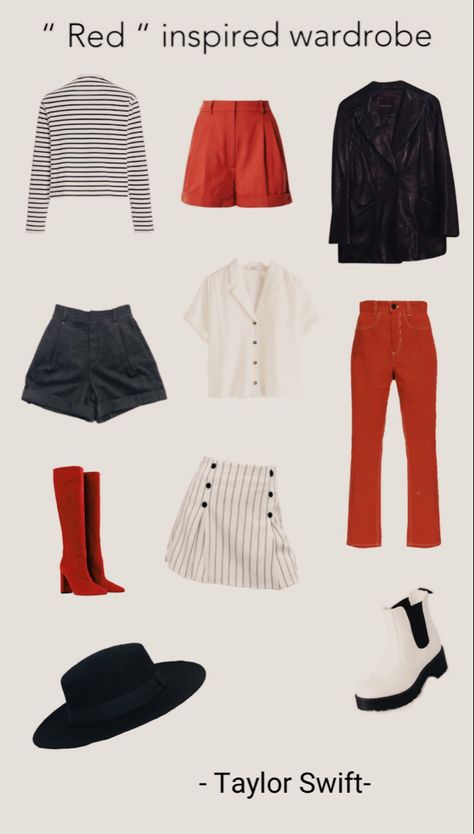 Red Taylor Swift Tour Outfits, Red Taylor Outfit Ideas, Taylor Swift Red Era Inspired Outfits, Taylor Swift Red Era Outfits Ideas, Taylor Swift Red Era Costume, Taylor Swift Eras Costume Red, Taylor Swift Red Album Inspired Outfits, Taylor Swift Wardrobe, Taylor Swift Red Era Outfit Inspiration