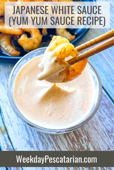 Japanese White Sauce Recipe, Hibachi Salmon, Japanese Ginger Sauce, Chicken Hibachi, Japanese White Sauce, Yum Sauce Recipe, Yum Yum Sauce Recipe, Hibachi Vegetables, Hibachi Shrimp