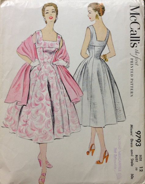 50s Couture, 50s Dress Pattern, 1950 Dress, Vintage Clothes Patterns, Cocktail Dress Patterns, 1950s Cocktail Dress, 1950 Fashion, 1900s Fashion, Fifties Fashion