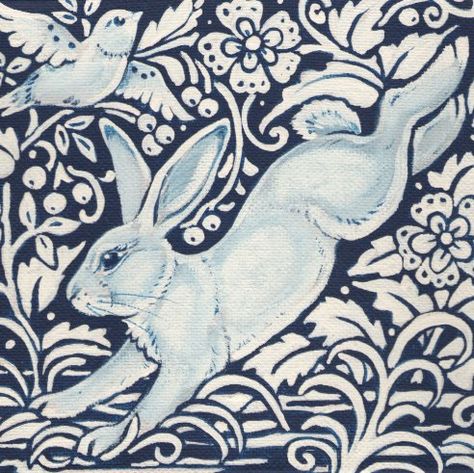 Leaping Rabbit, Rabbit Artwork, Tile Trivet, Rabbit Tattoos, Rabbit Painting, Rabbit Illustration, White Rabbits, Rabbit Art, Bunny Art